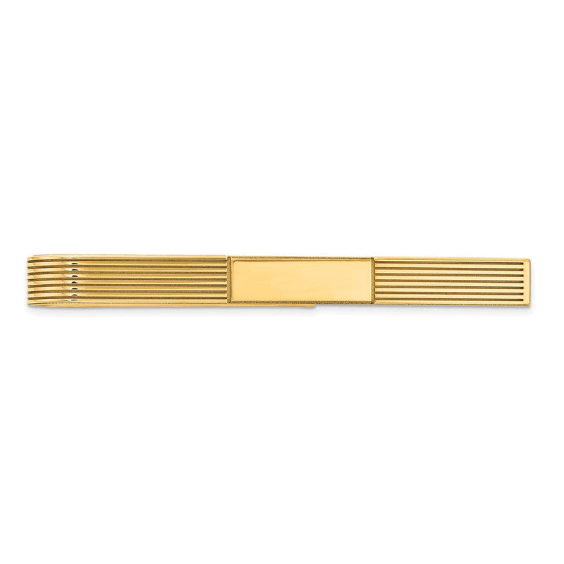 14K Gelbgold Herren Gerillt Gravierbar Krawatten Stab