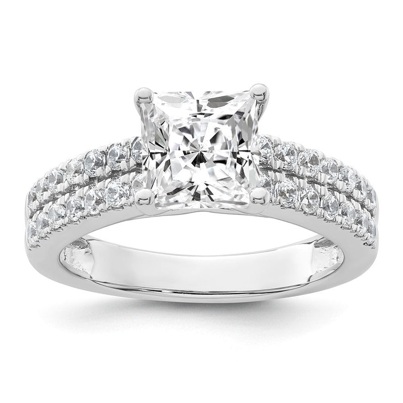 14K Weißgold 1/2 Karat Im Labor Gezüchtet Diamant Vs/si+ G+ 1 1/2 Karat Princess Mittig Halbfassung Verlobungsring