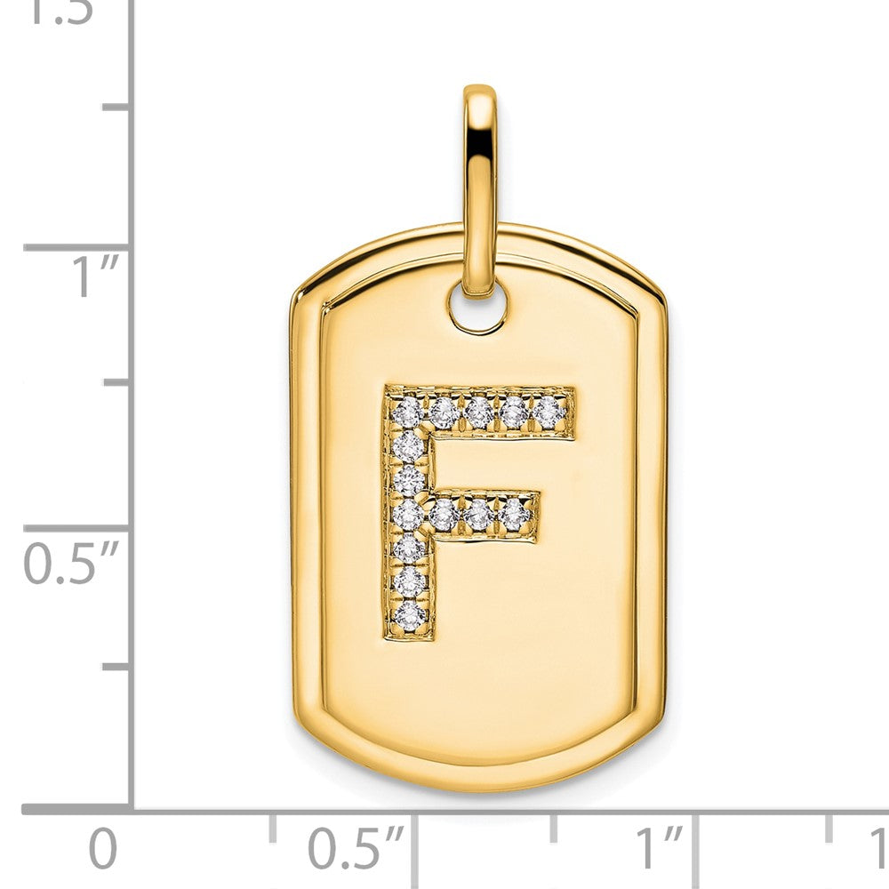 14K Gelbgold Diamant-Initiale F Hundemarken-Charm