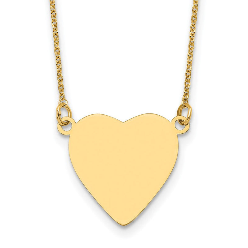 14K Gelbgold Schlicht.018 Stärke Herz Gravierbar 16.8x16.1mm Plättchen 18 Zoll Halskette