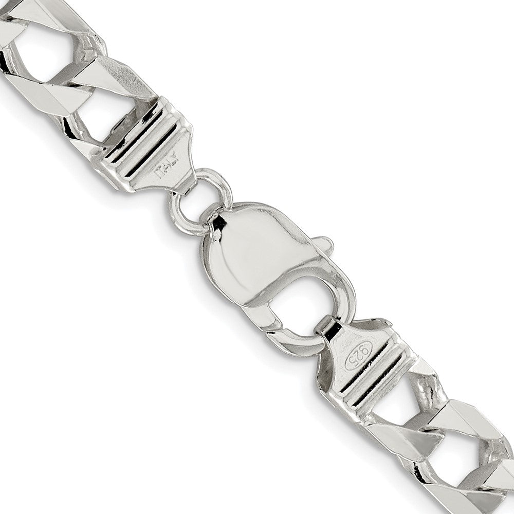 Sterlingsilber Rhodiniert 8.6mm Diamantiert Quadratisch Panzer 26 Zoll Kette