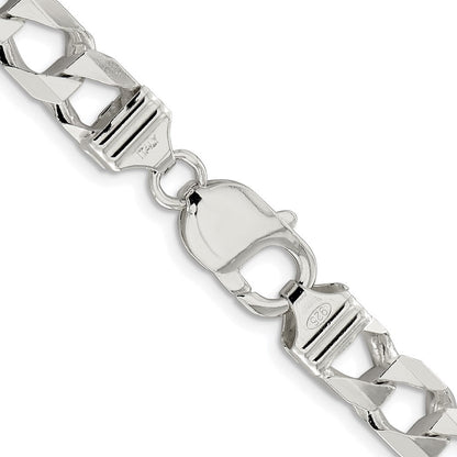 Sterlingsilber Rhodiniert 8.6mm Diamantiert Quadratisch Panzer 26 Zoll Kette