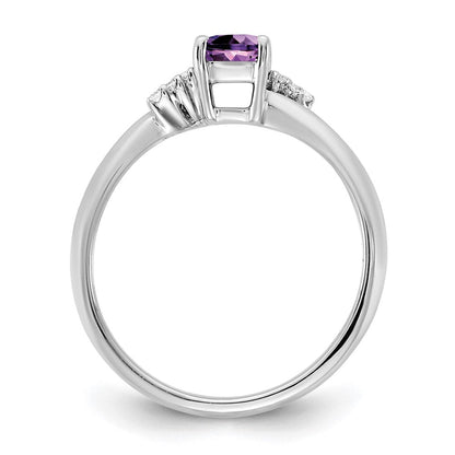 14K Weißgold Ring, poliert, mit Diamant und Amethyst