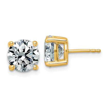 14K Gelbgold Ohrstecker mit 5K rundem Laborgezüchtetem Diamanten VS+ F+, komplett gefasst mit vierzackiger, leichter Fassung