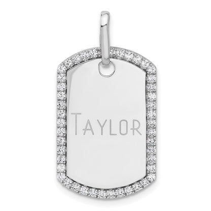 14K Weißgold Personalisierter Diamant-Hundemarken-Charm