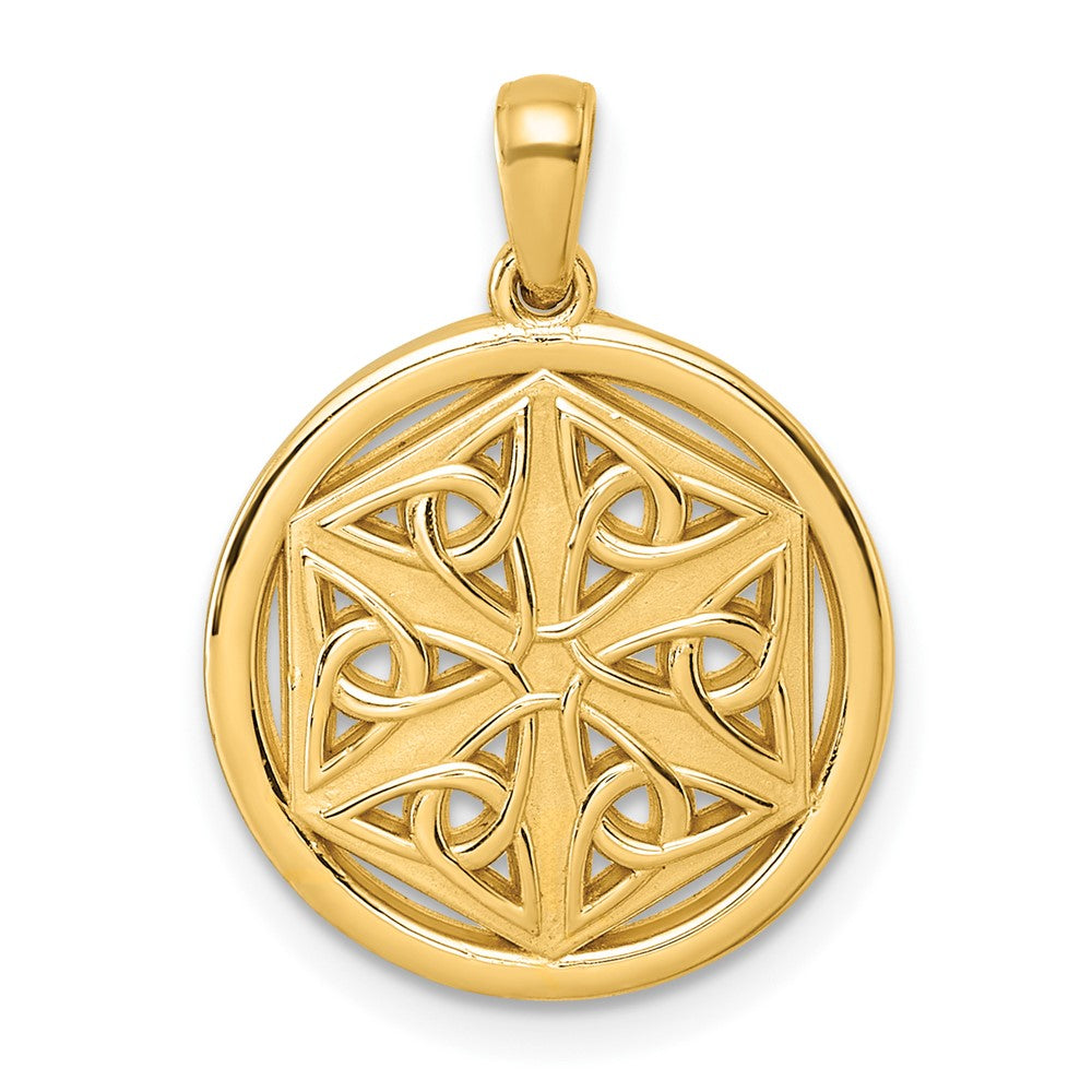 14K Gelbgold Polierter Keltischer Knoten Sechseck-Anhänger