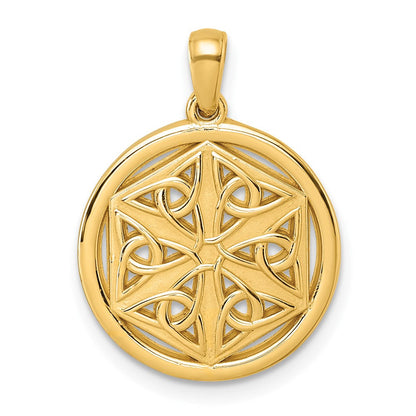 14K Gelbgold Polierter Keltischer Knoten Sechseck-Anhänger