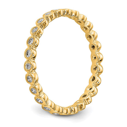 14K Gelbgold Poliert 1/3ct Zargenfassung Set Diamant Memoire Ehering Ring