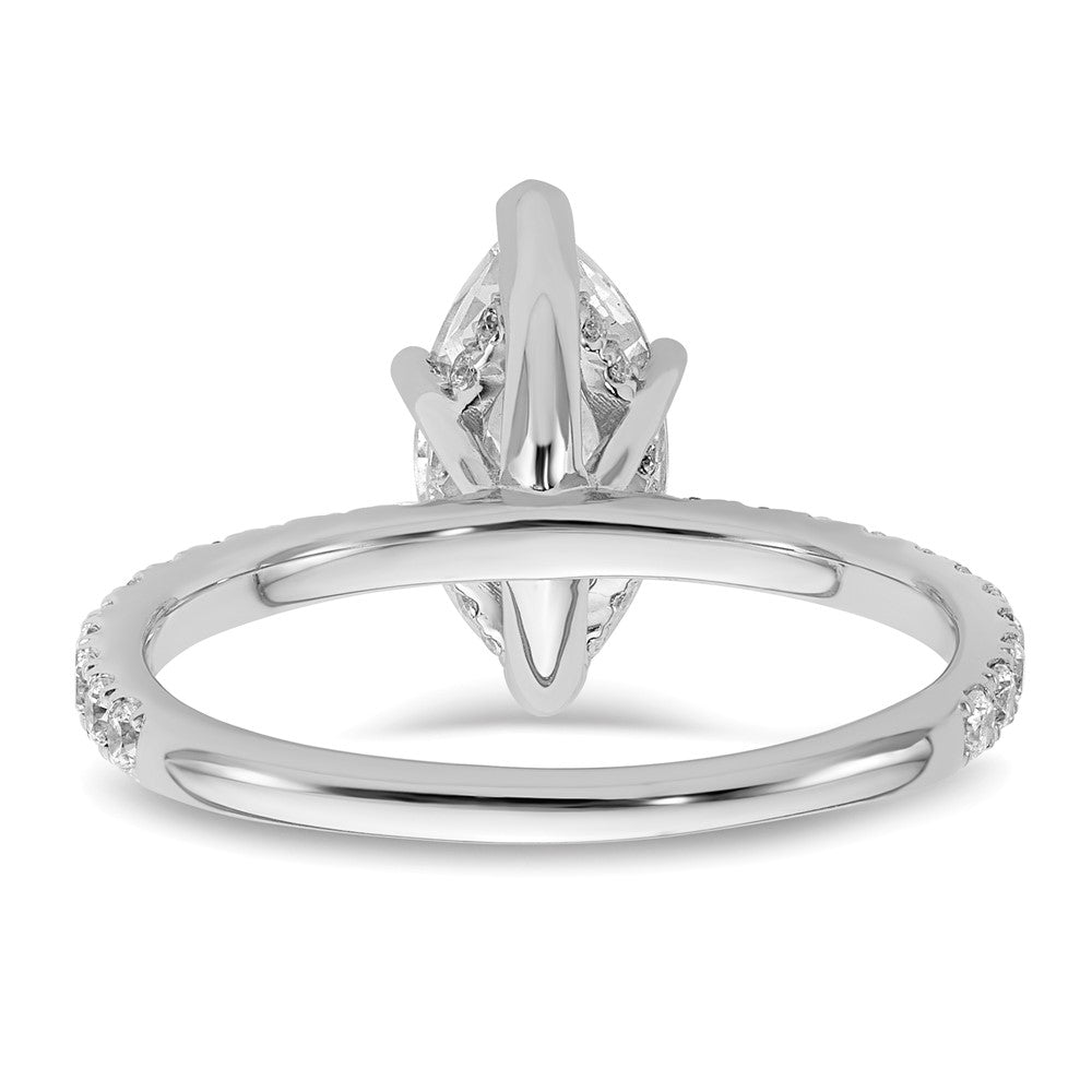 14K Weißgold Verlobungsring mit 2K zertifiziertem Labor-Diamant VS/SI+ G+ im Marquise-Schliff, Solitär komplett mit Flair-Fassung