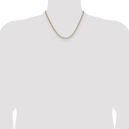 14K Gelbgold 3.7mm Halbmassiv Abgeschrägt Büroklammer Halskette