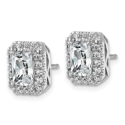 14K Weißgold Halo-Ohrring-Fassung (Semi-Mount) für 0,5 ct. Radiant-Schliff Labor gezüchtete Diamanten VS/SI+ G+