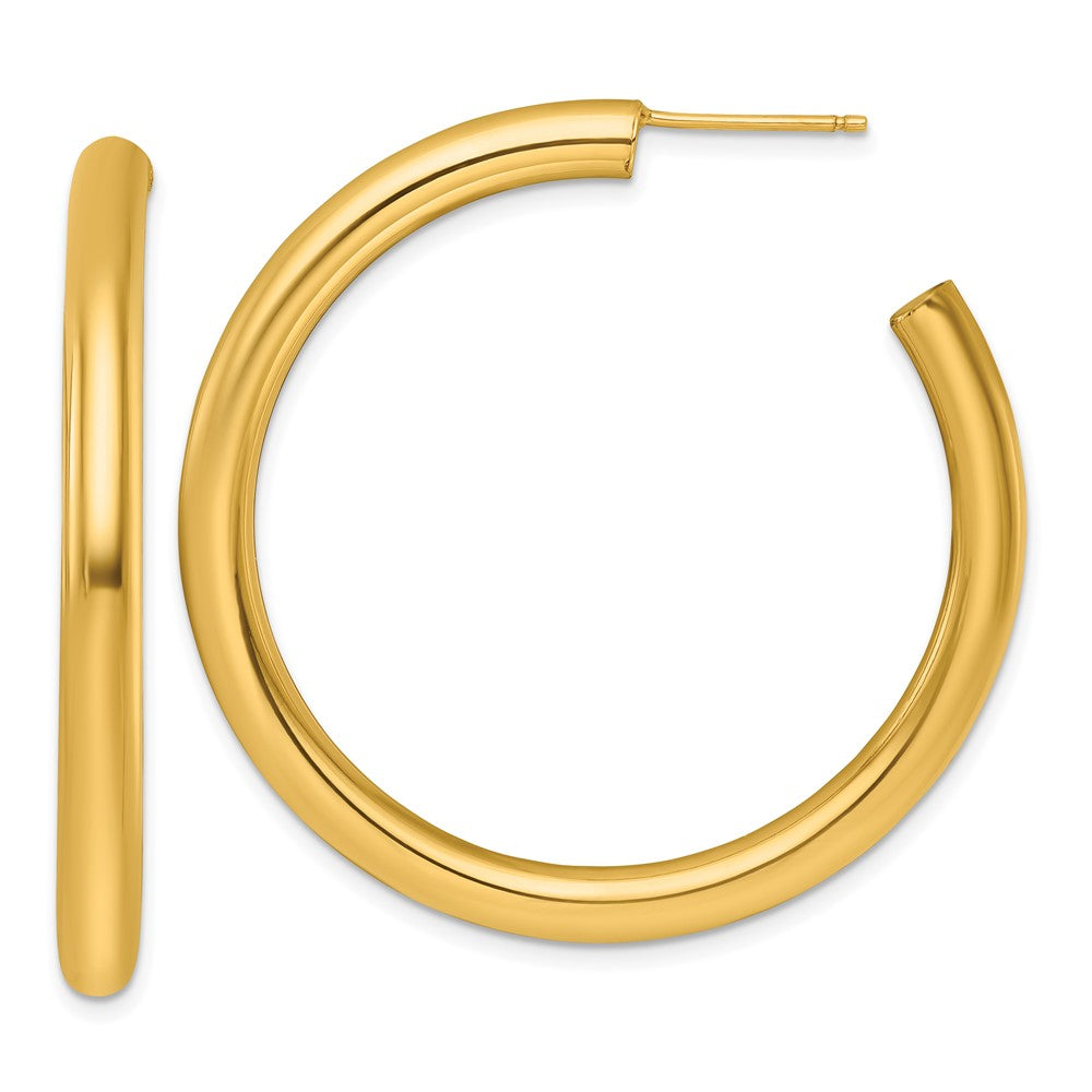 14K Gelbgold Poliert 4.0 X 45mm Röhre C-hoop Ohrstecker