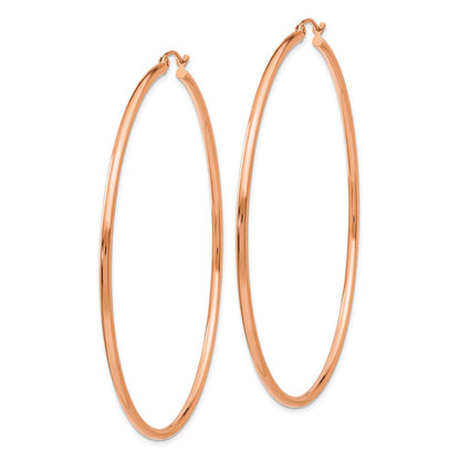14K Roségold 2x65mm Poliert Leicht Röhre Creolen