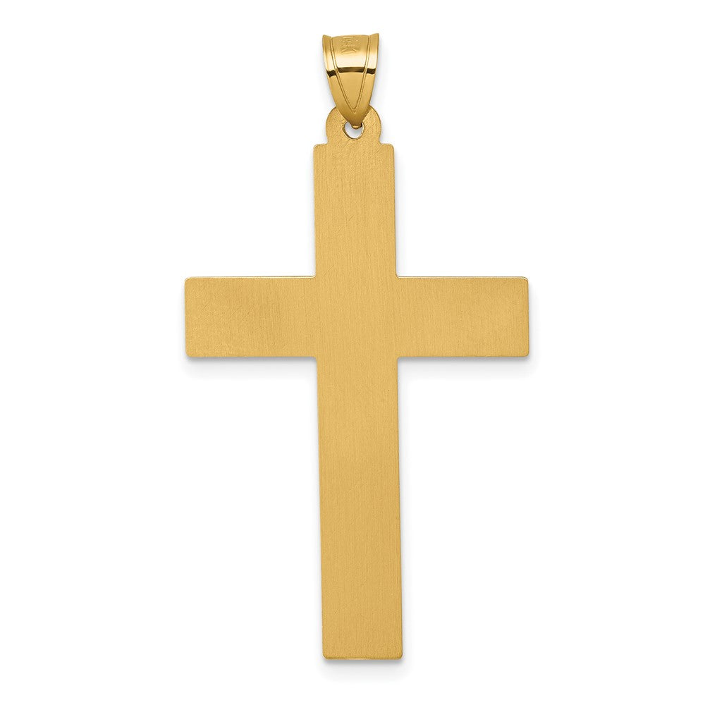 14K Gelbgold Poliert und Strukturiert Lateinisch Kreuz Anhänger