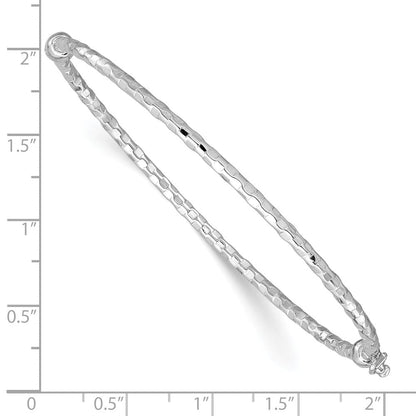 14K Weißgold Poliert Diamantiert 2.20mm Klappbar Oval Armreif Armband