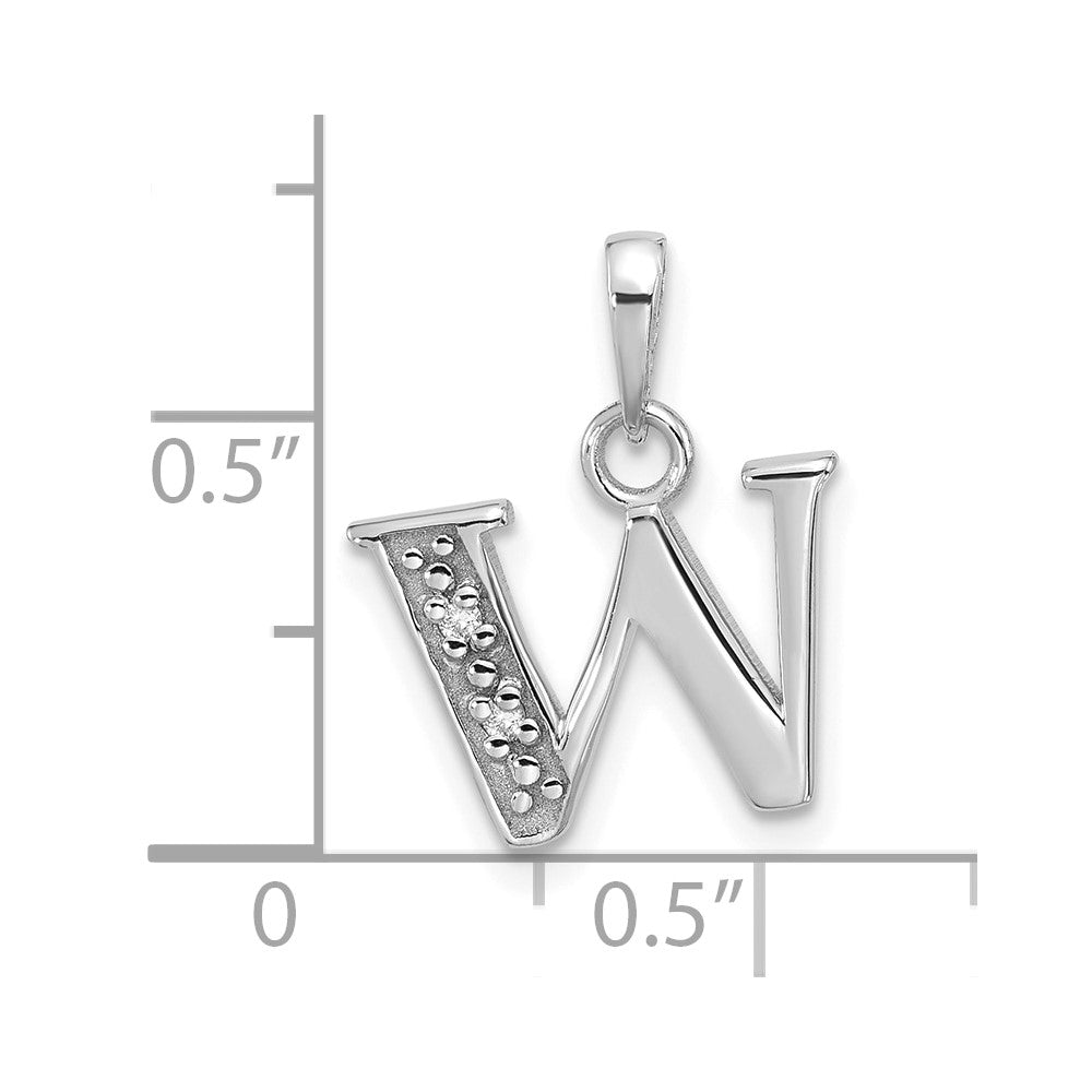 14K Weißgold Diamant-Buchstaben-Anhänger „W" (Initial)