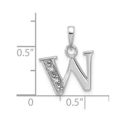 14K Weißgold Diamant-Buchstaben-Anhänger „W" (Initial)