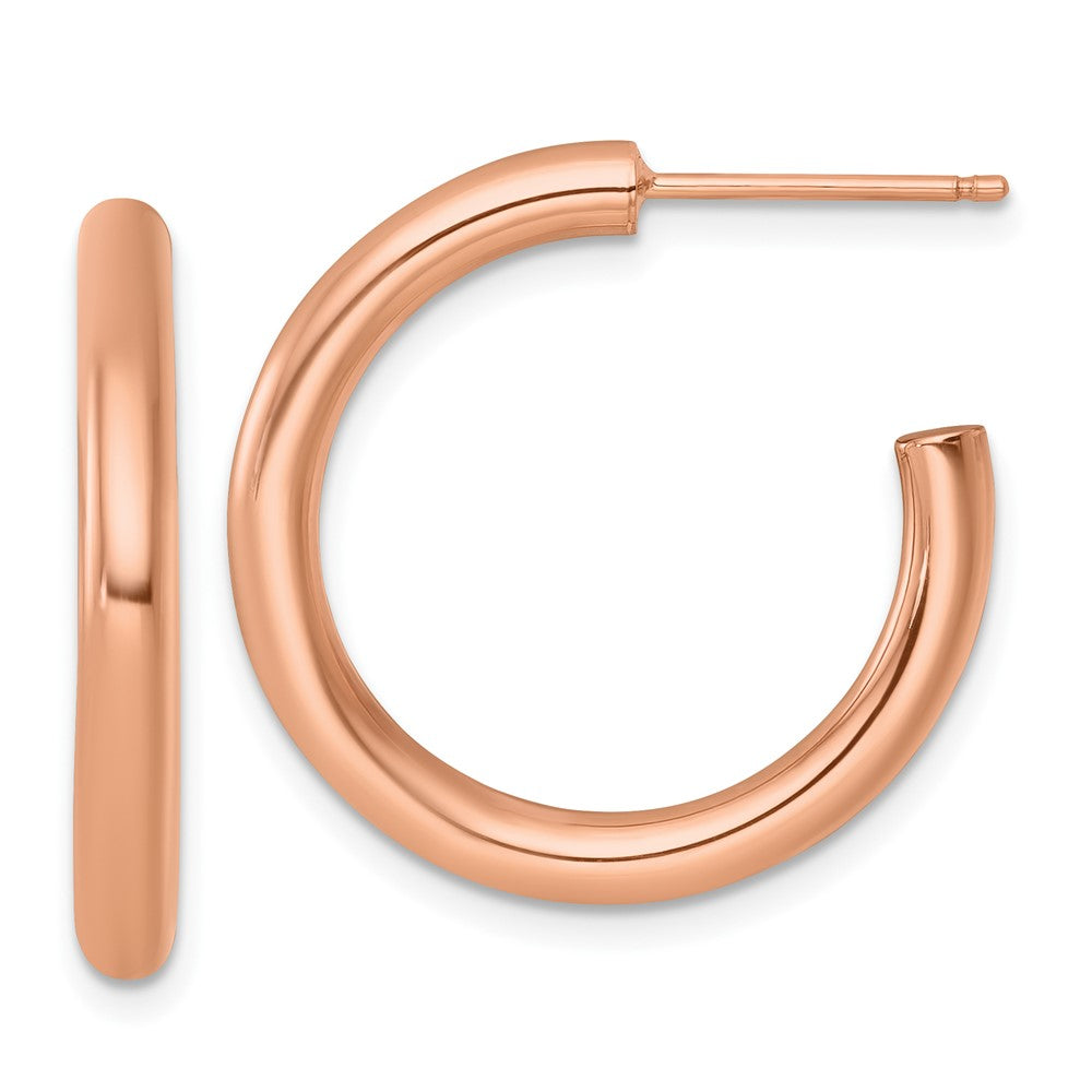 14K Gelbgold Poliert 3.0 X 25mm Röhre C-hoop Ohrstecker