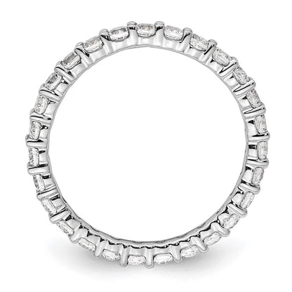 14K Weißgold Poliert Größe 6.5 Shared Krappen 1 Karat Diamant Komplett Memoire Ehering Ring