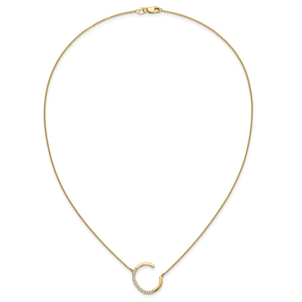 14K Gelbgold Seitlich Diamant Initiale C 18 Zoll Halskette