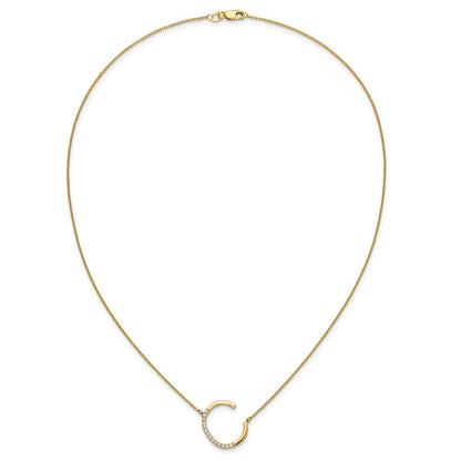 14K Gelbgold Seitlich Diamant Initiale C 18 Zoll Halskette