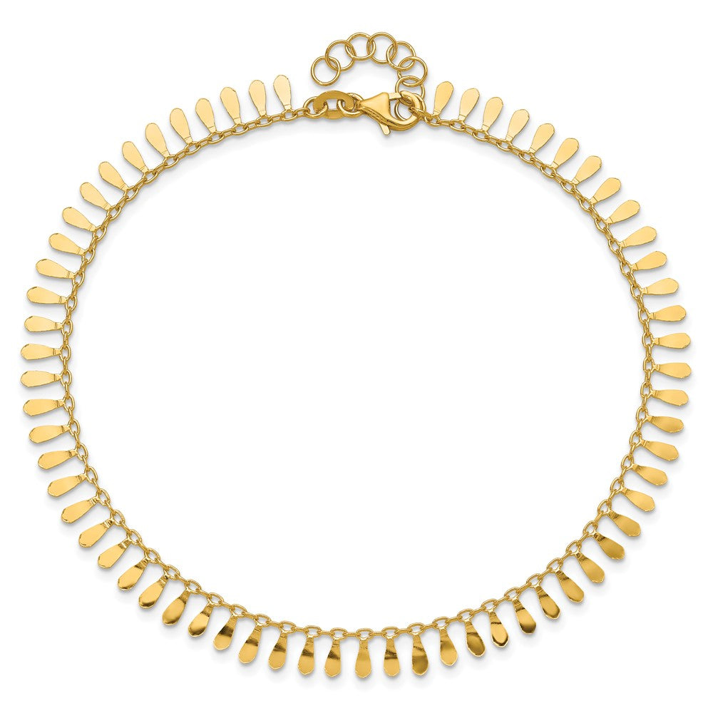 14K Gelbgold Poliert Fantasie Dangles Plus Verlängerung Total Kette Fußkettchen