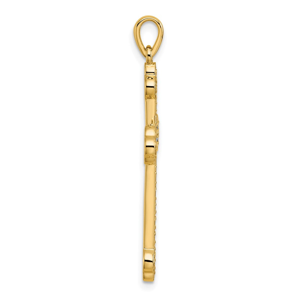 14K Gelbgold Kreuzanhänger mit 0,25 Karat Diamant