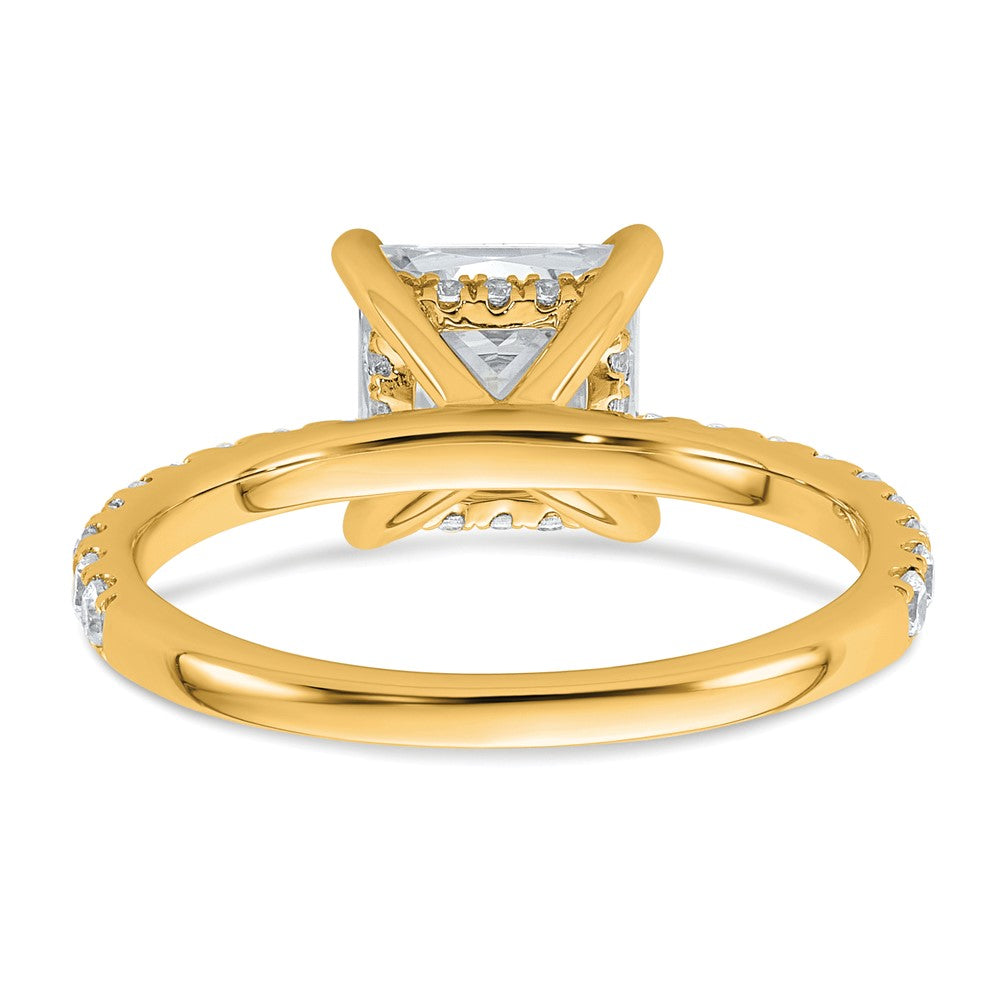 14K Gelbgold Verlobungsring mit 2,5K zertifiziertem, im Labor gezüchtetem Diamanten im Princess-Schliff, VS+ F+, kompletter Solitär mit Flair