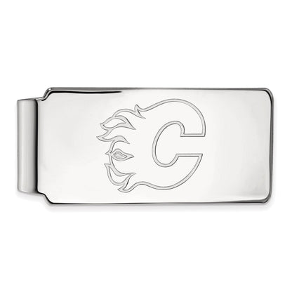 10K Weißgold Nhl Logoart Calgary Flames Geldklammer