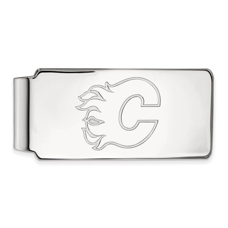 10K Weißgold Nhl Logoart Calgary Flames Geldklammer