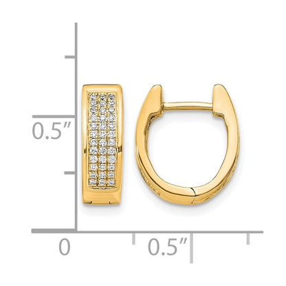 14K Gelbgold Diamant-Pavé Kleine Ovale Klapp-Creolen, 0,25 ct