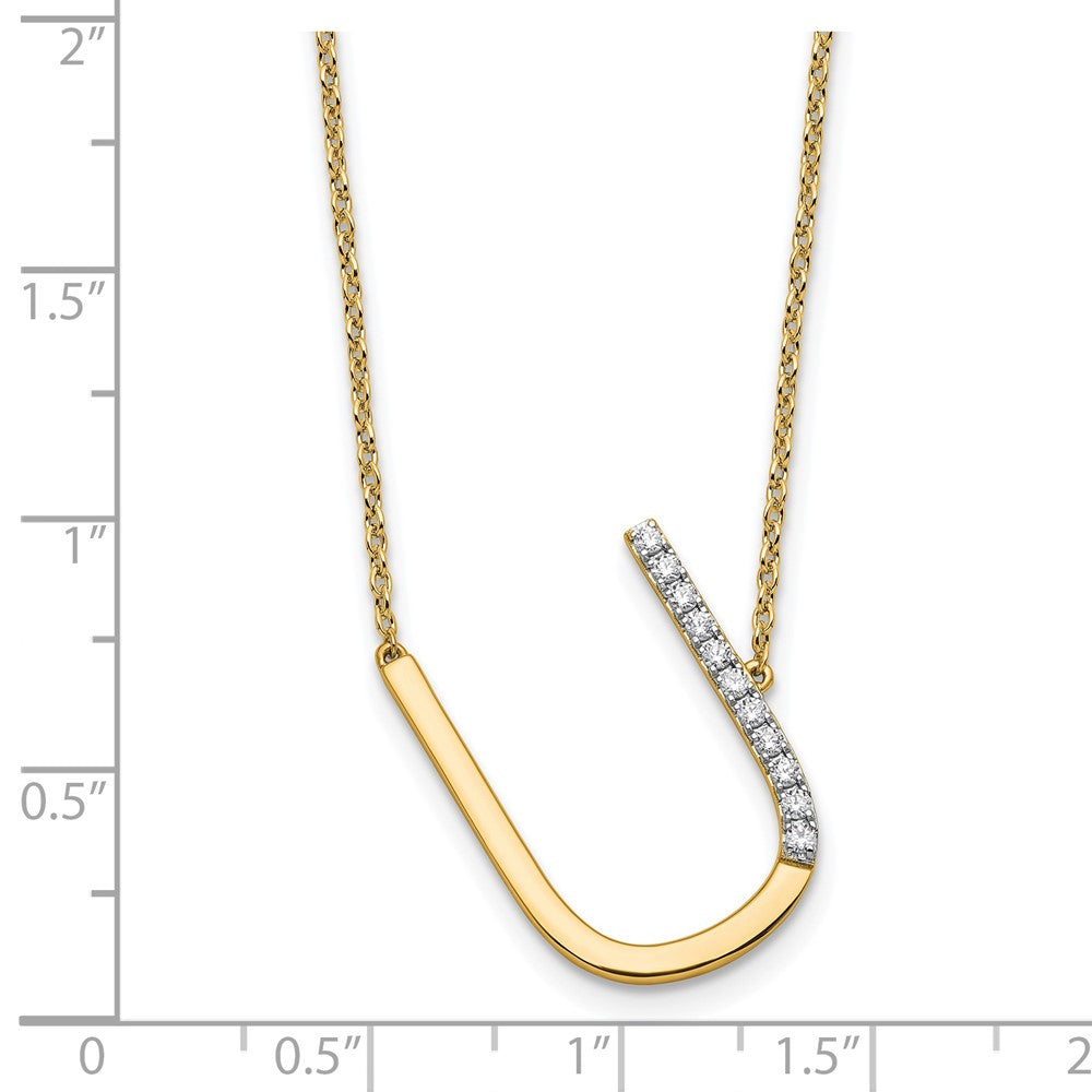 14K Gelbgold Seitlich Diamant Initiale U 18 Zoll Halskette