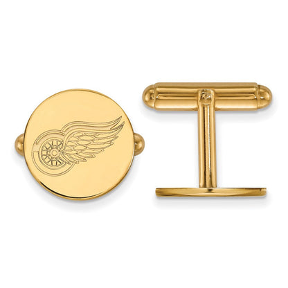 14K Gelbgold Gold Nhl Logoart Detroit Rot Flügel Manschette Knöpfe