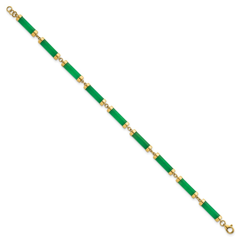 14K Gelbgold Poliert 4.0mm Jade Bars 7 Zoll Armband