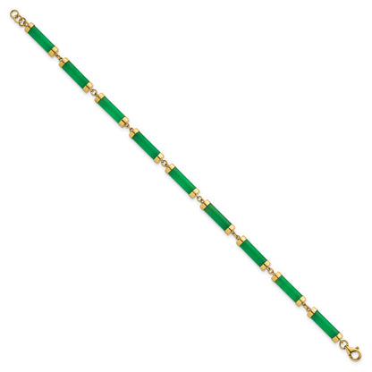 14K Gelbgold Poliert 4.0mm Jade Bars 7 Zoll Armband
