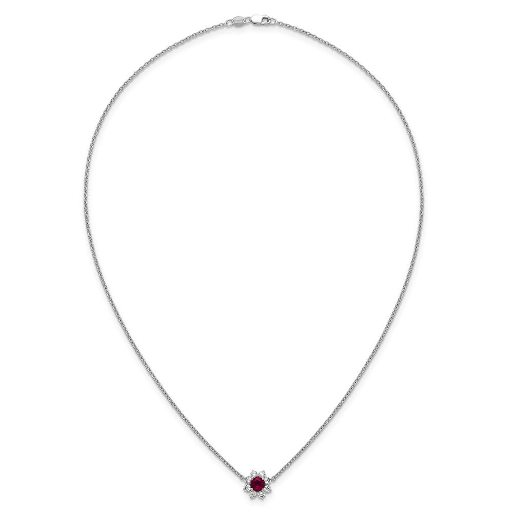 14K Weißgold Vs/si G+ Im Labor Gezüchtet Diamant und Aaa Qualität Echt Rubin Pend