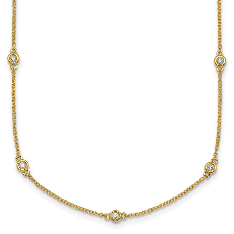 14K Gelbgold Komplett 1/3 Karat Zargenfassung-set Diamant und Ankerkette Kette 17-station 20 Zoll Halskette