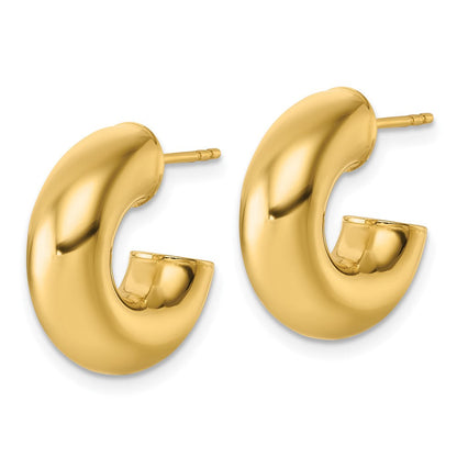 14K Gelbgold Poliert 6.00 X 17mm Röhre C-hoop Ohrstecker