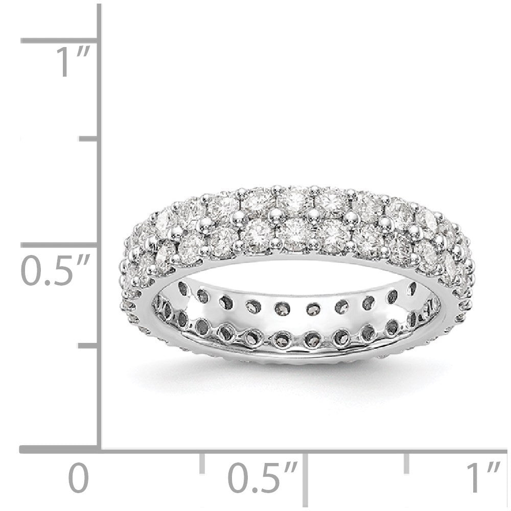 14K Weißgold Poliert Rund 2ct Doppelt Reihe Diamant Memoire Ehering Ring
