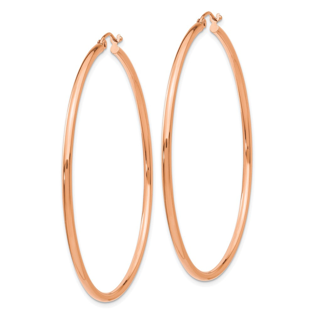 14K Roségold 2x55mm Poliert Leicht Röhre Creolen