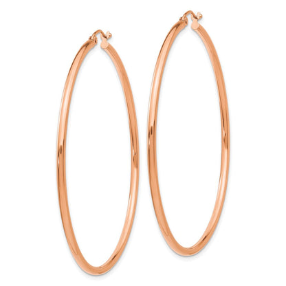 14K Roségold 2x55mm Poliert Leicht Röhre Creolen