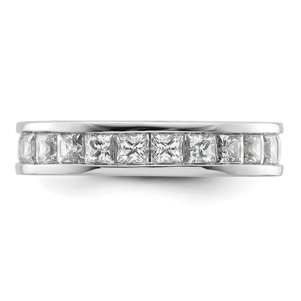 14K Weißgold Poliert Größe 6.5 Kanalfassung-set 3 Karat Princess Diamant Komplett Memoire Ehering Ring