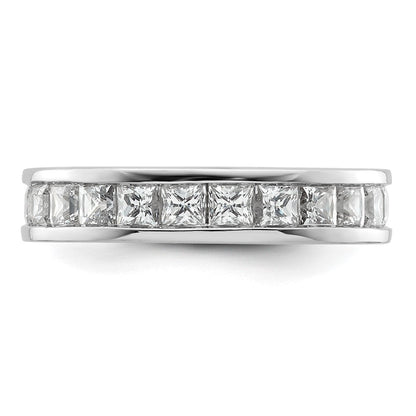 14K Weißgold Poliert Größe 6.5 Kanalfassung-set 3 Karat Princess Diamant Komplett Memoire Ehering Ring