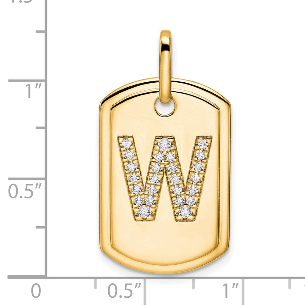 14K Gelbgold Diamant-Initiale „W" Dog-Tag-Charm