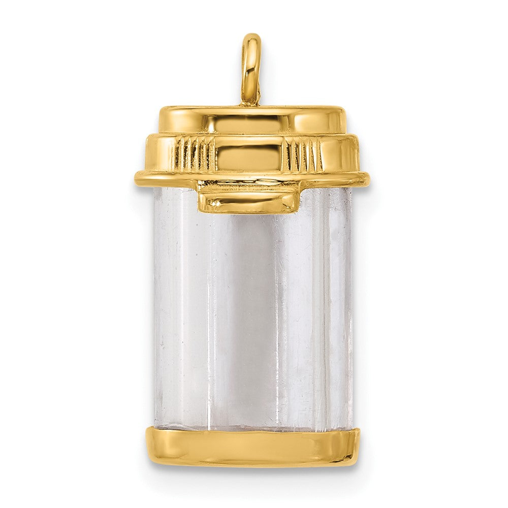 14K Gelbgold Fancy Pillendose-Charm