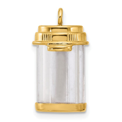 14K Gelbgold Fancy Pillendose-Charm