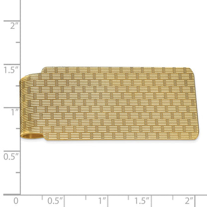 14K Gelbgold Herren Strukturiert Basketweave Poliert Geldklammer