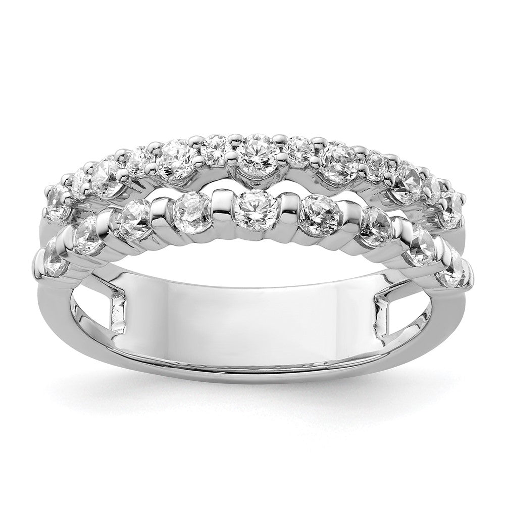 14K Weißgold Diamant Doppel-Ehering, poliert