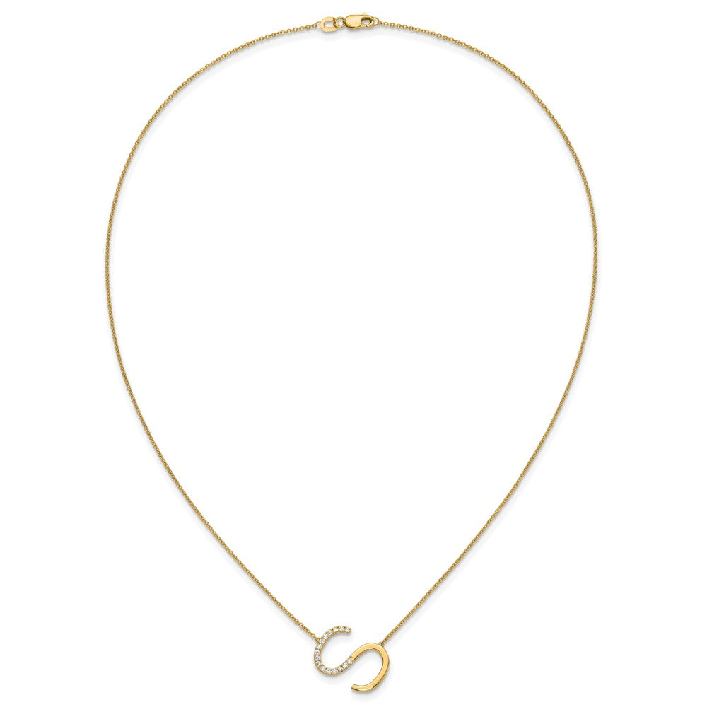 14K Gelbgold Seitlich Diamant Initiale S 18 Zoll Halskette