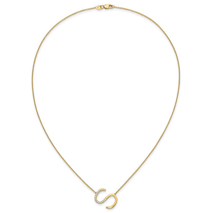 14K Gelbgold Seitlich Diamant Initiale S 18 Zoll Halskette